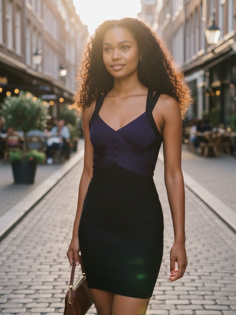 Marciano Women’s Two-Tone Black and Deep Purple Bandage Dress Sz Small